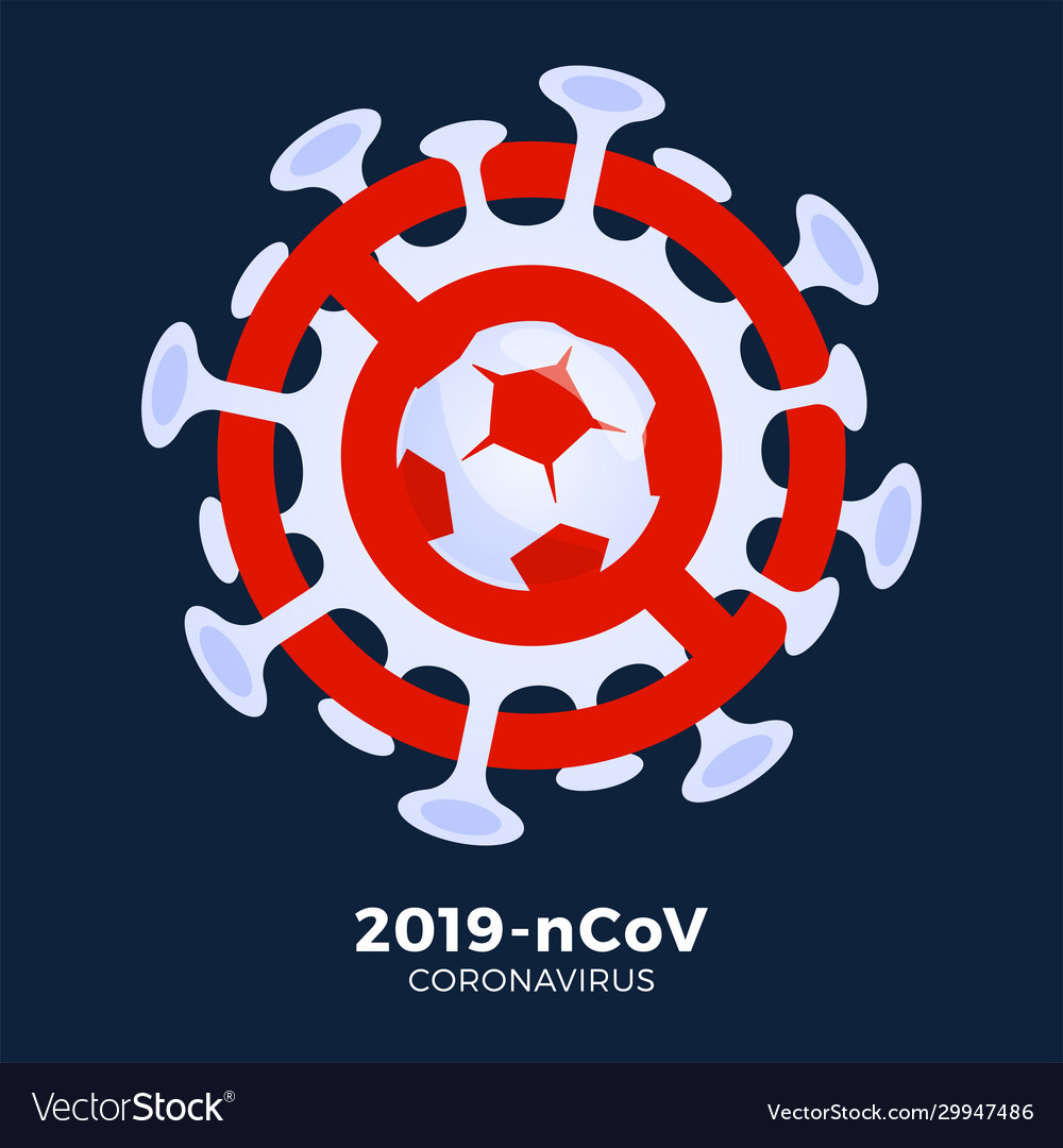 Fußball- oder Fußball-Ballschild Vorsicht Coronavirus