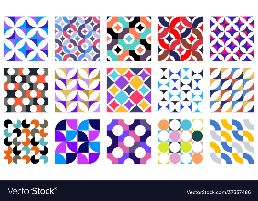 Geometric abstract seamless patterns set vector image Geometric abstract seamless patterns set