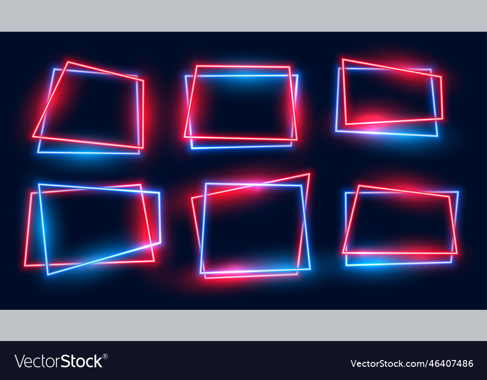 Geometric rectangular neon frames set in red