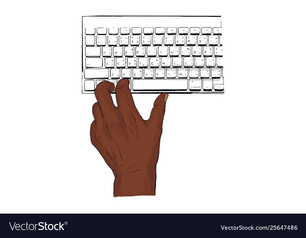 Hand typing computer keyboard