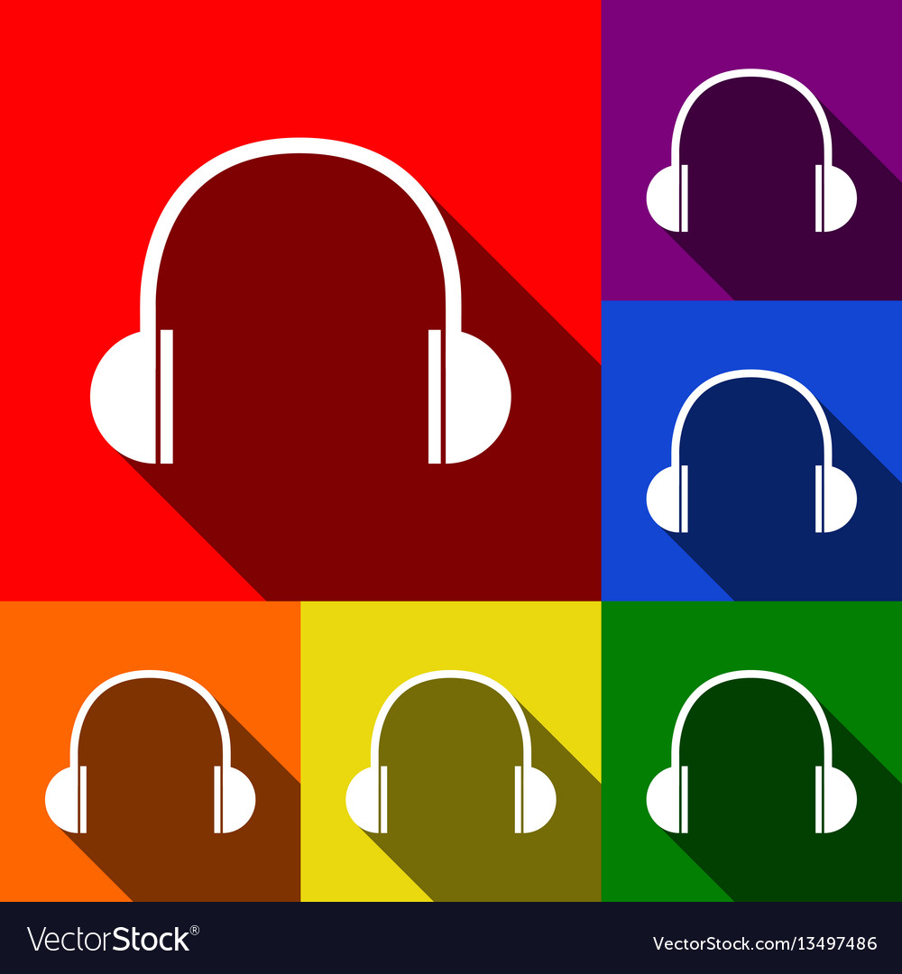 Headphones sign set of icons Vector Image Headphones sign set of icons