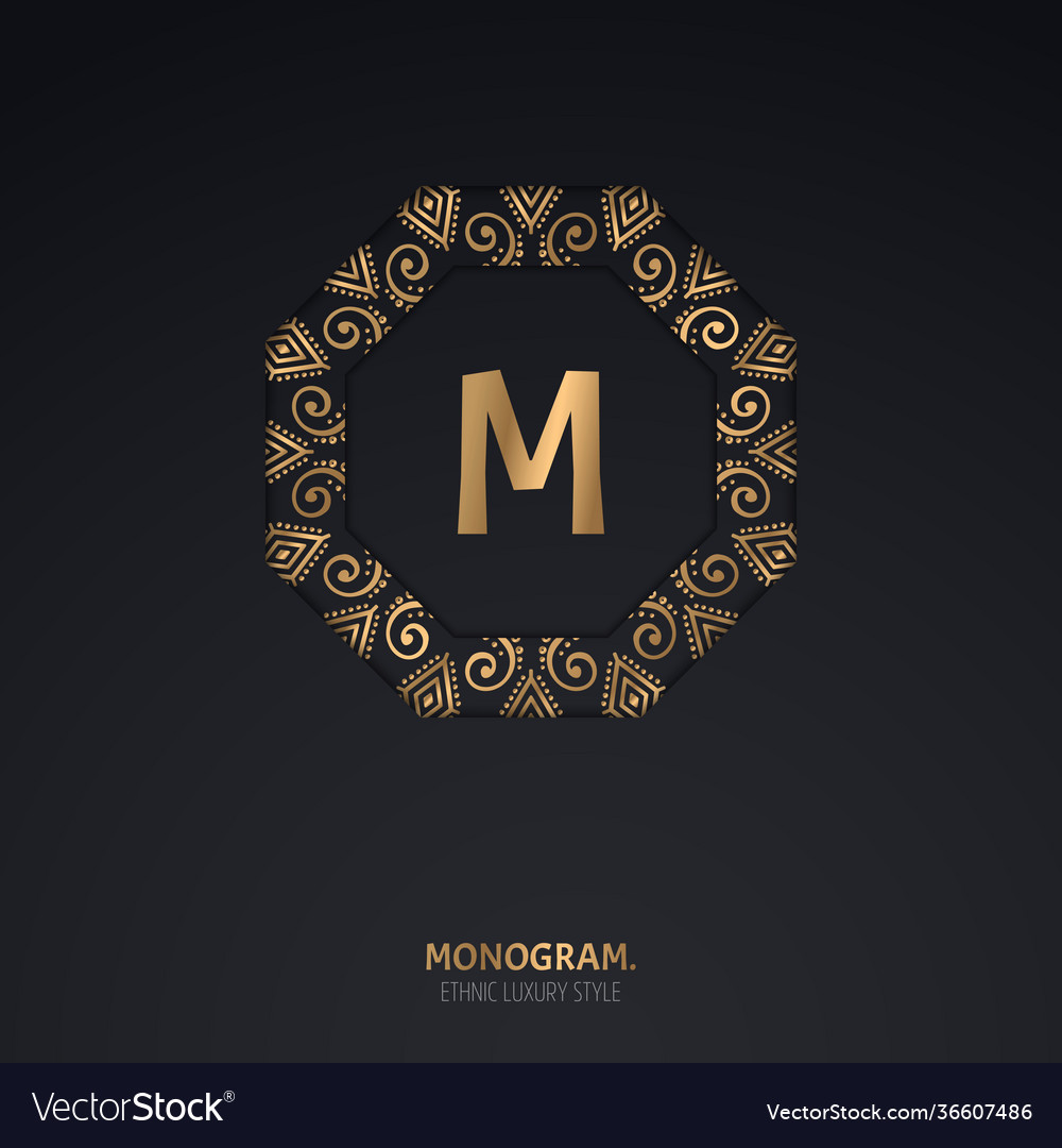 Luxury art deco golden classic monogram mandala Vector Image