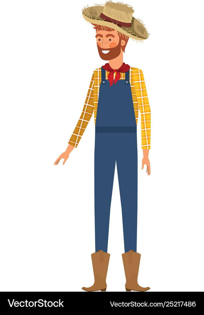Man farmer with straw hat Royalty Free Vector Image