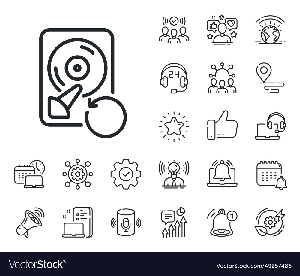 Recovery hdd line icon backup data sign restore vector image Recovery hdd line icon backup data sign restore