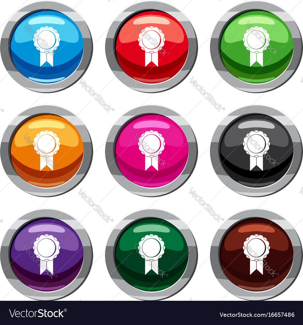 Rosette with ribbon set 9 collection Royalty Free Vector