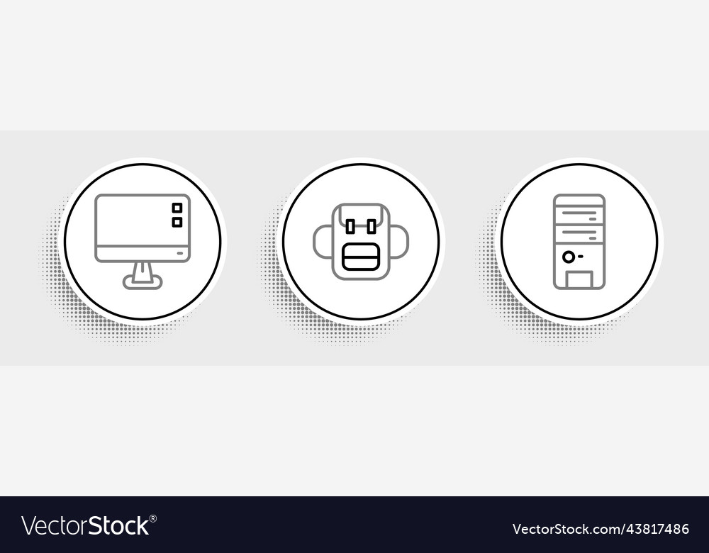 Set line computer monitor screen and school vector image Set line computer monitor screen and school