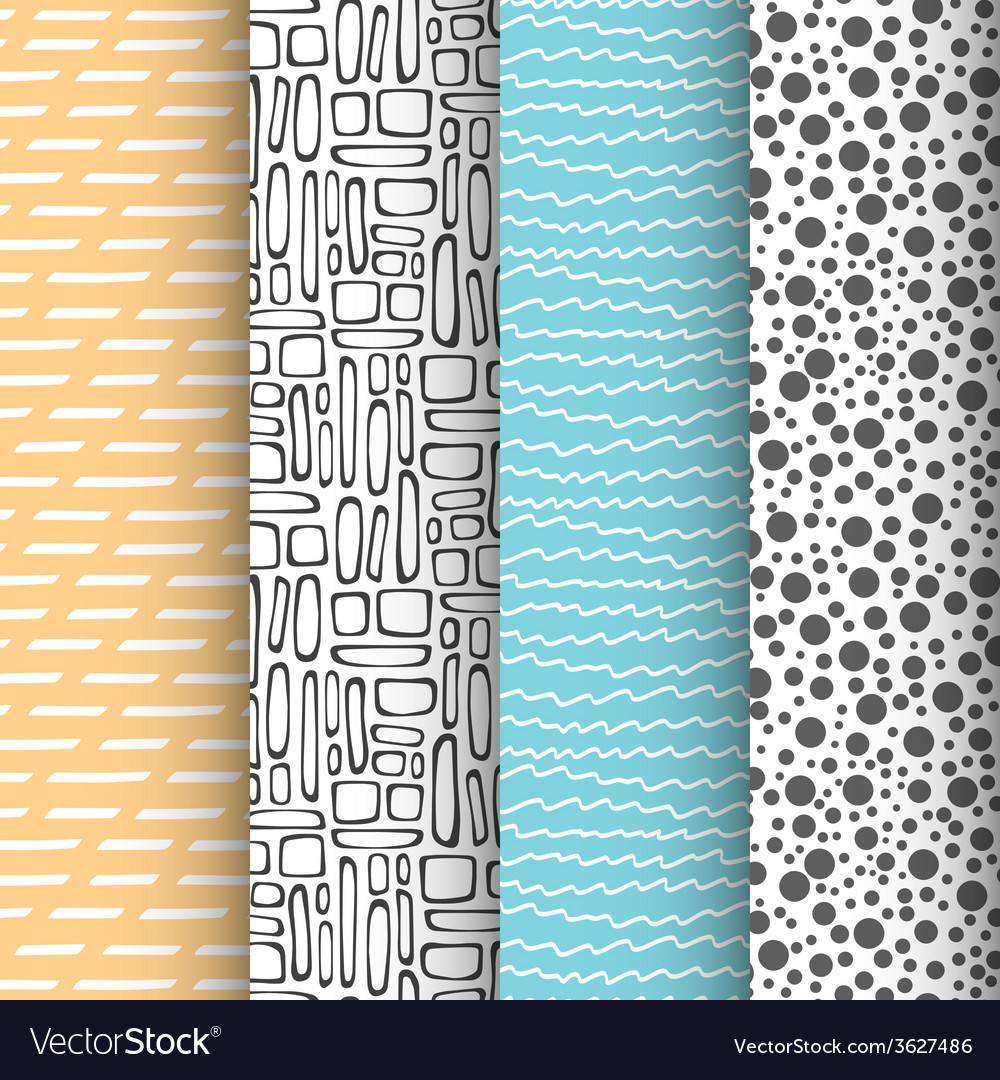 Set of 4 simple doodle seamless patterns