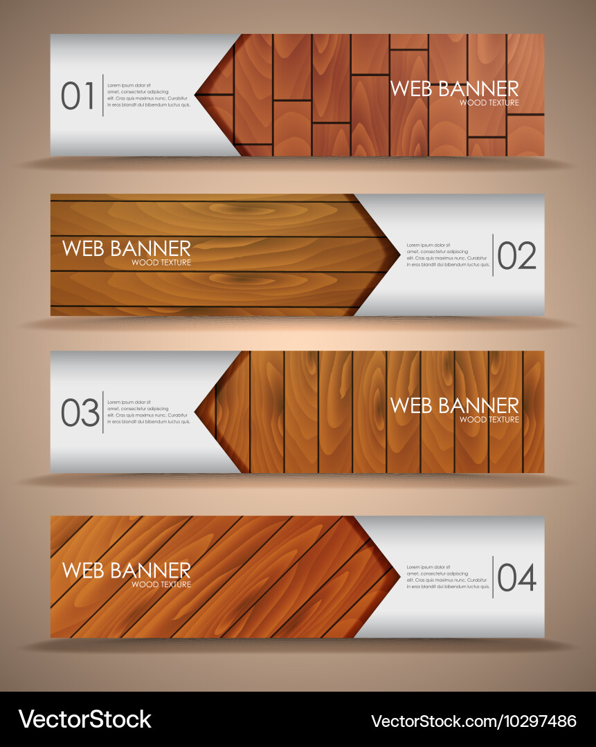 Set of wooden web banners Royalty Free Vector Image