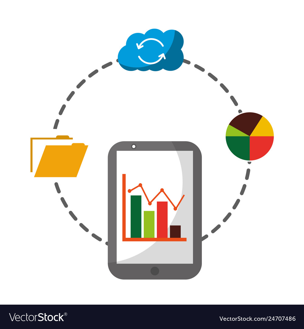 Smartphone with cloud computing and set icons vector image Smartphone with cloud computing and set icons