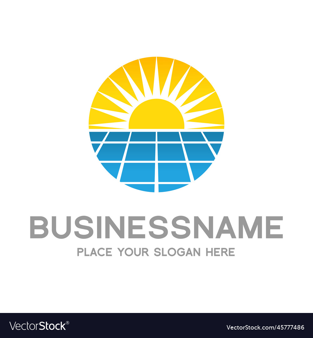 Solar logo template panel and sun design