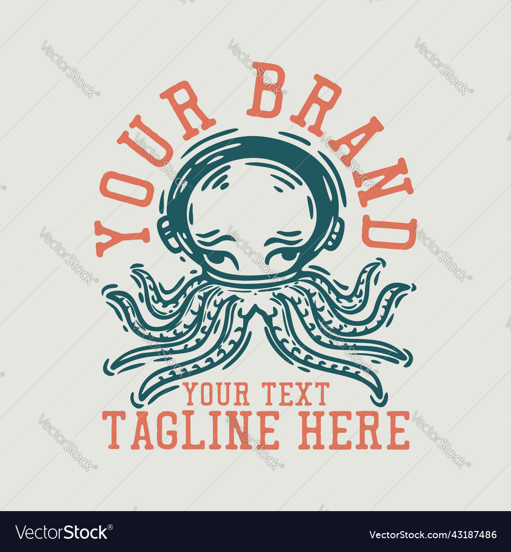 Space squid vintage t shirt design template