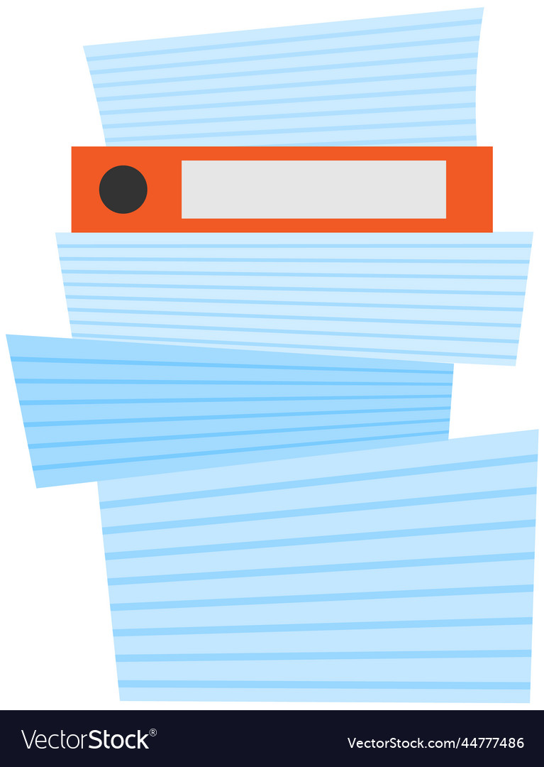 Stack of documents and assignments on folder vector image Stack of documents and assignments on folder