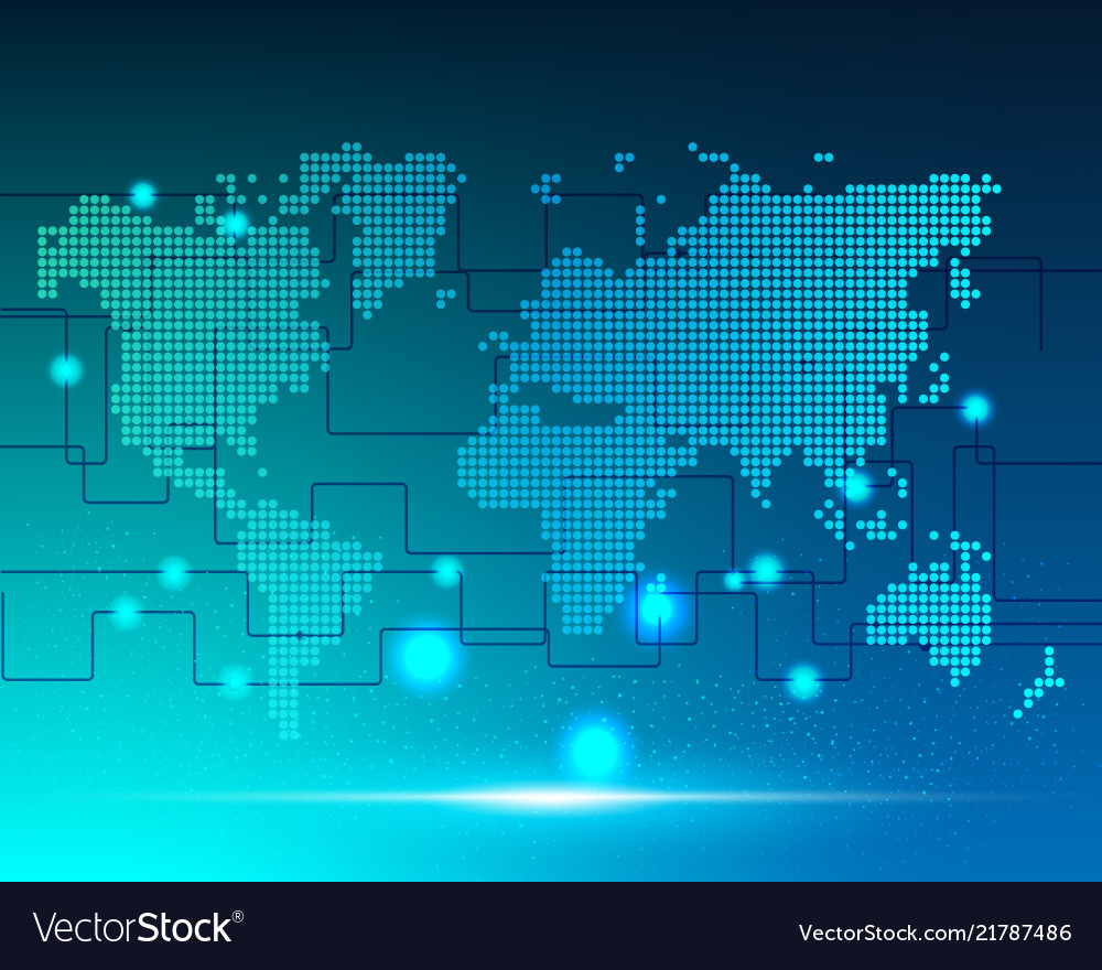 World map cyber bigdata transformation internet vector image World map cyber bigdata transformation internet