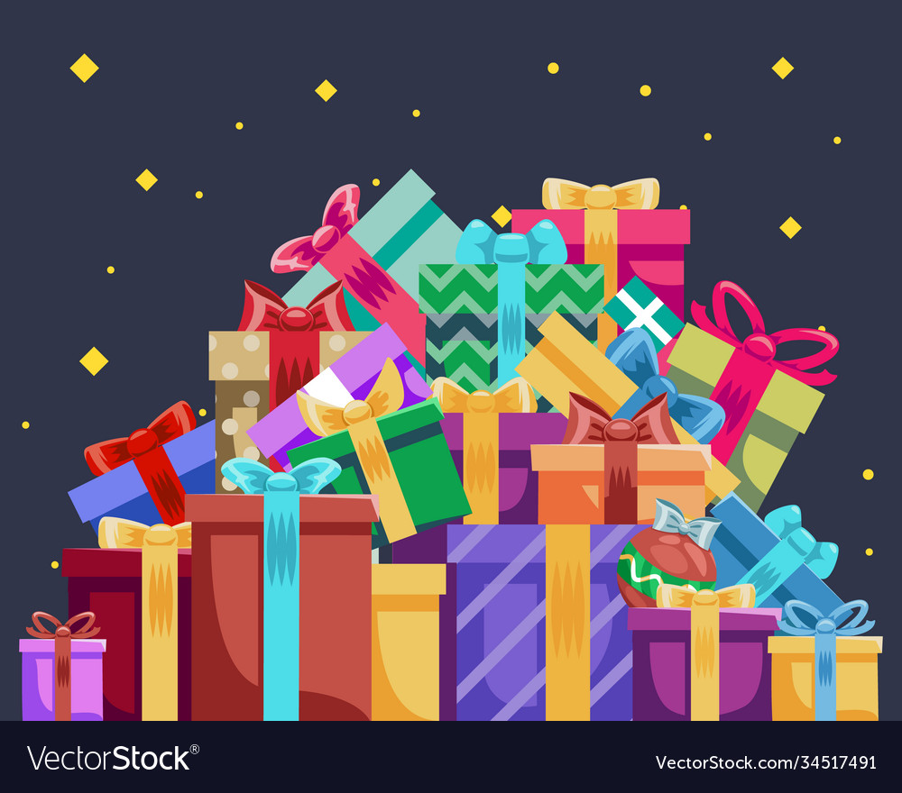 Christmas Gift Pile - Festive Cartoon