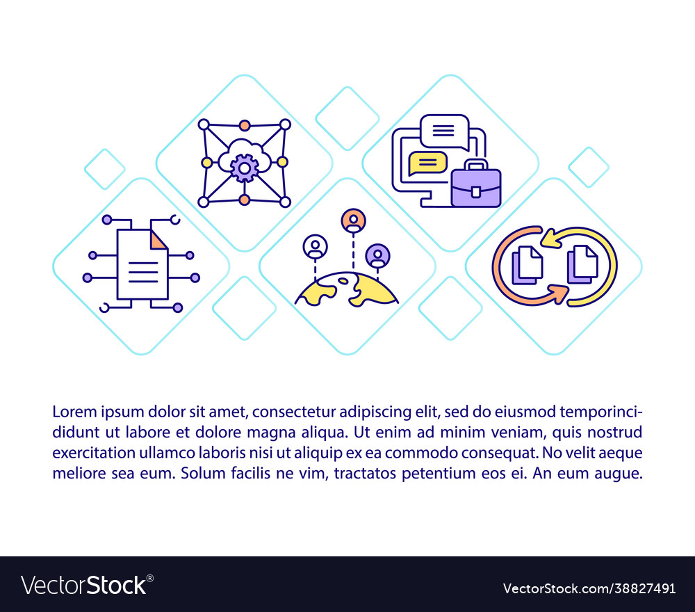 Cloud Service Line Icons with Text