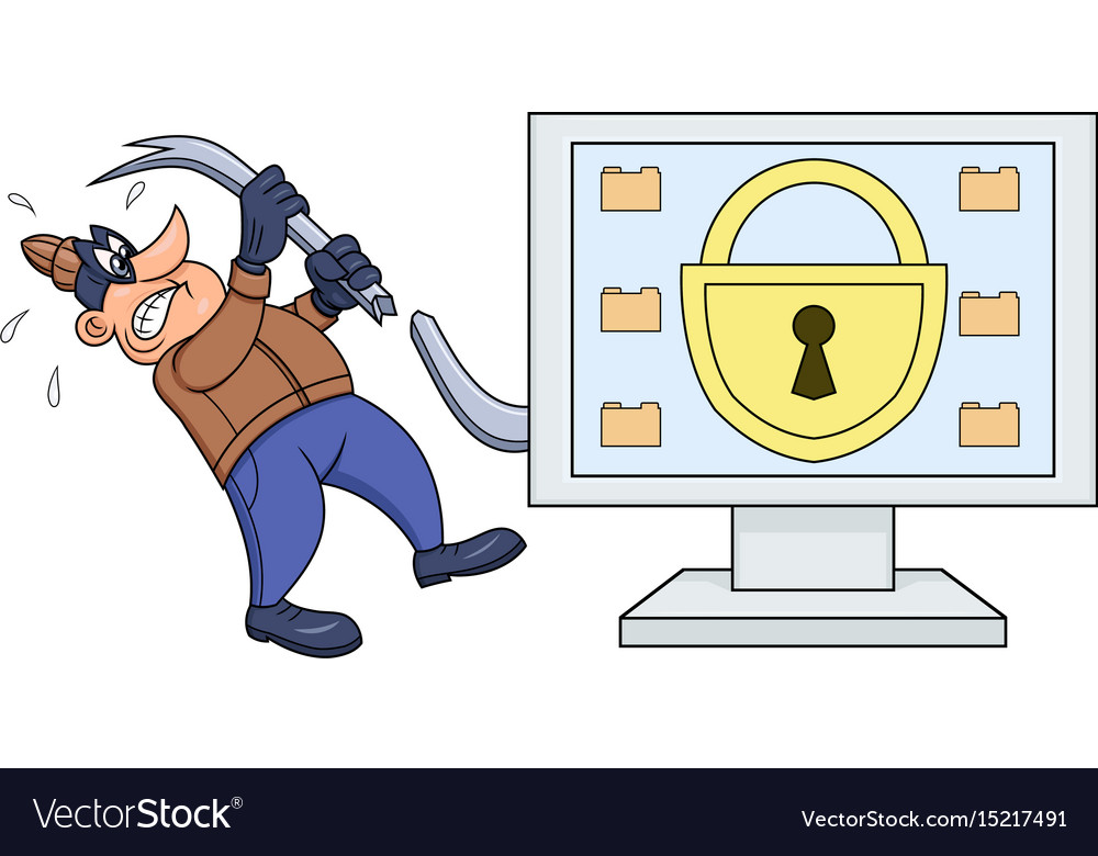 Computer thief has broken his crowbar 2 Royalty Free Vector