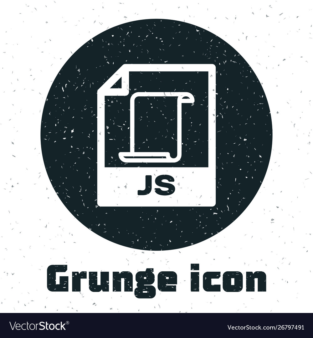 Grunge js file document download button icon vector image Grunge js file document download button icon