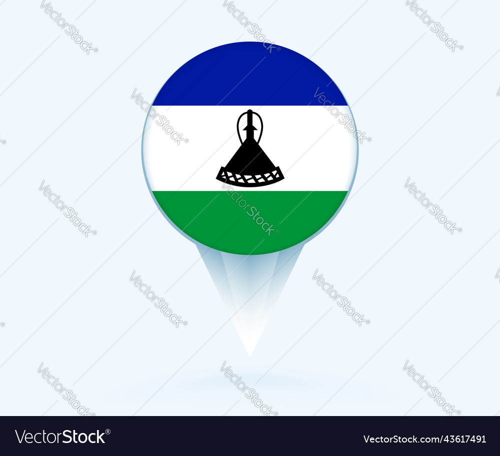 Map pointer with flag of lesotho