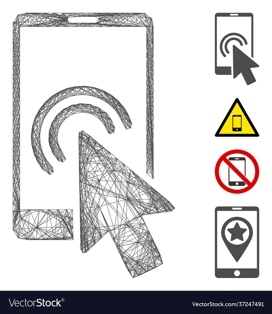 Net arrow double click smartphone mesh vector image Net arrow double click smartphone mesh