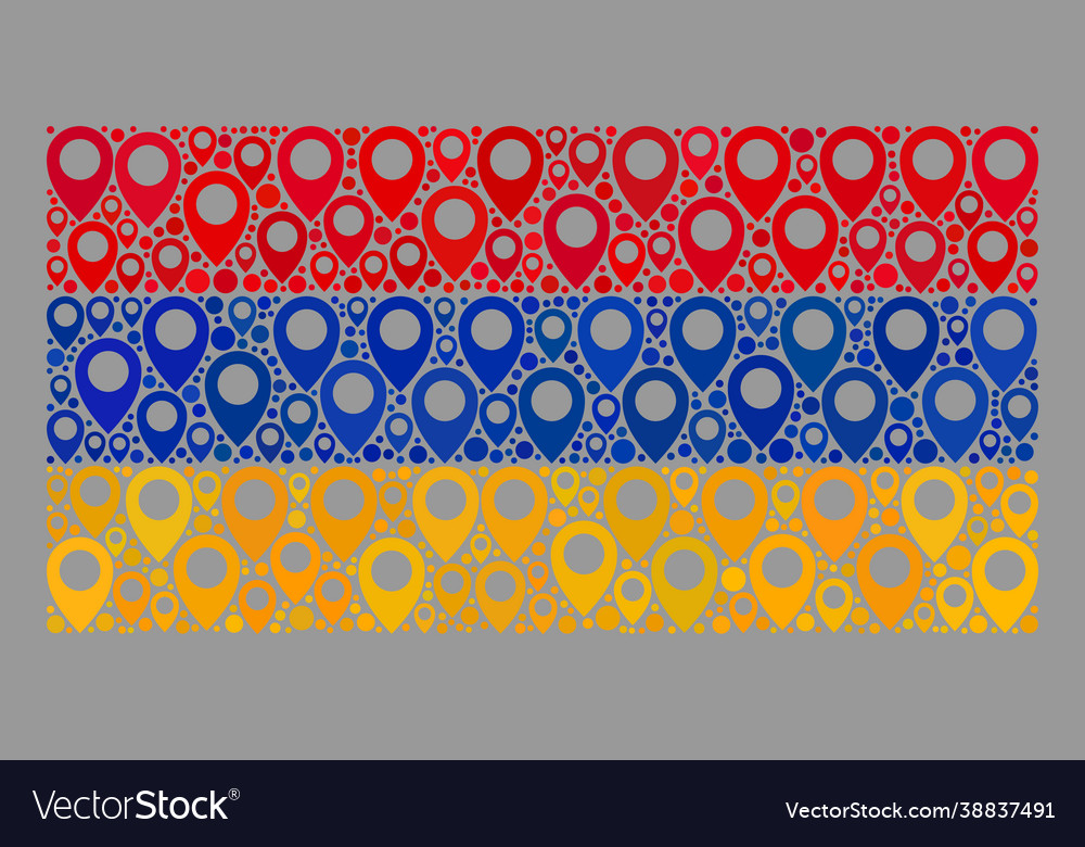 Pointer armenia flag - mosaic with pin icons vector image Pointer armenia flag - mosaic with pin icons