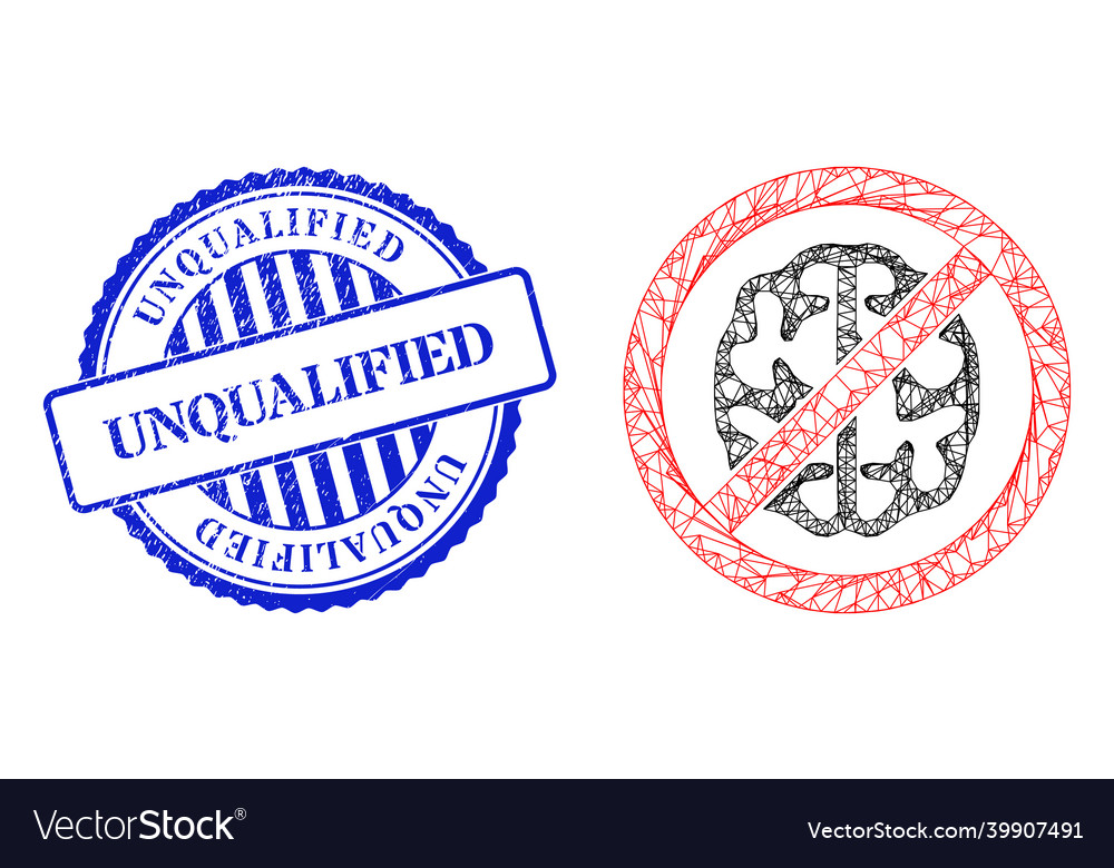 Scratched unqualified badge and network brainless Vector Image Scratched unqualified badge and network brainless