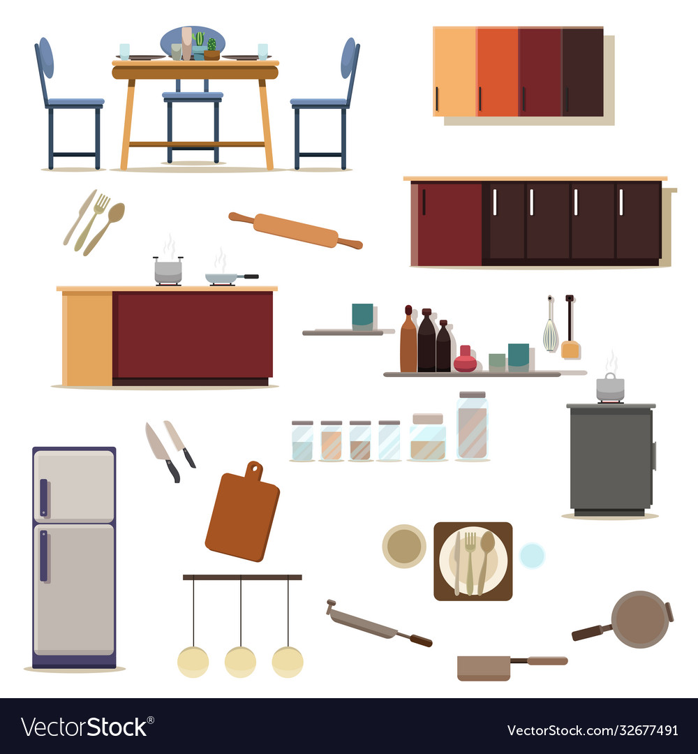 Set kitchen decoration room Royalty Free Vector Image