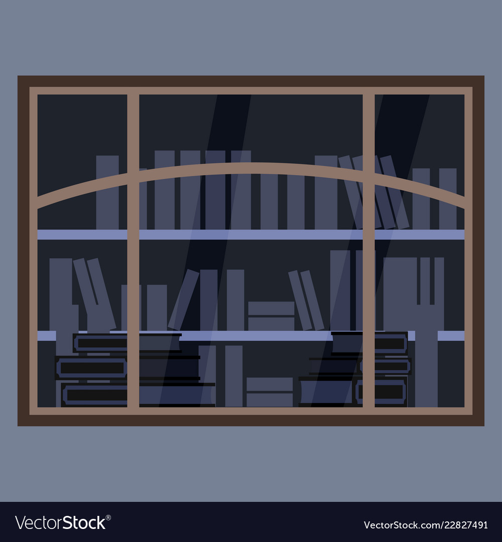 Showcase bookstore view of the window from vector image Showcase bookstore view of the window from