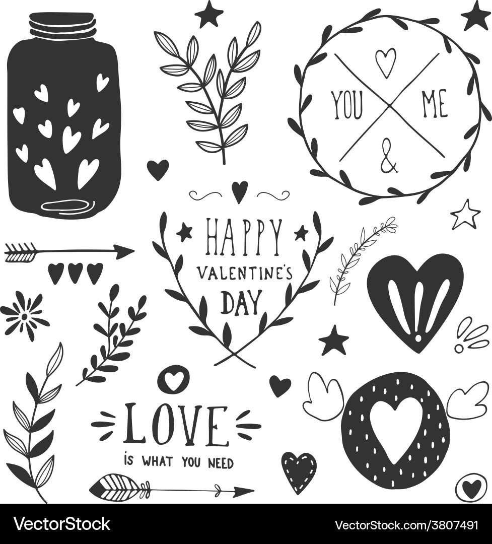 Valentines day design elements Royalty Free Vector Image