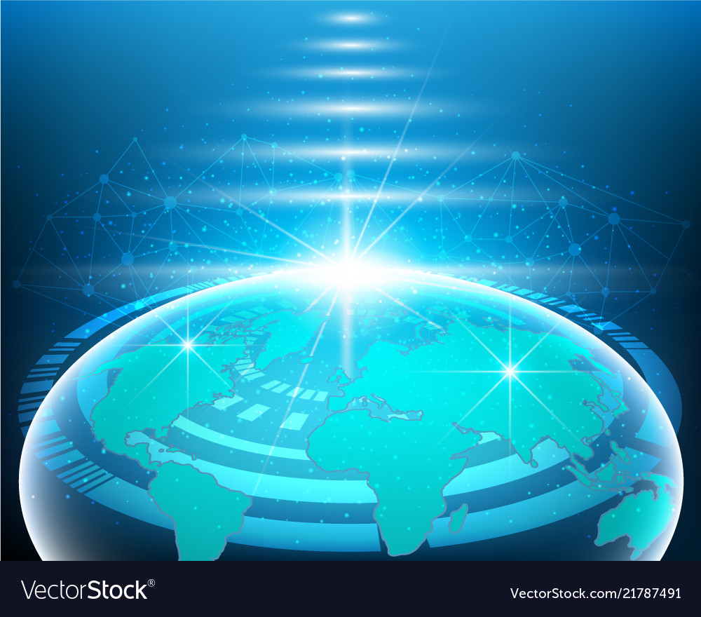 World map light cyber internet network connection vector image World map light cyber internet network connection