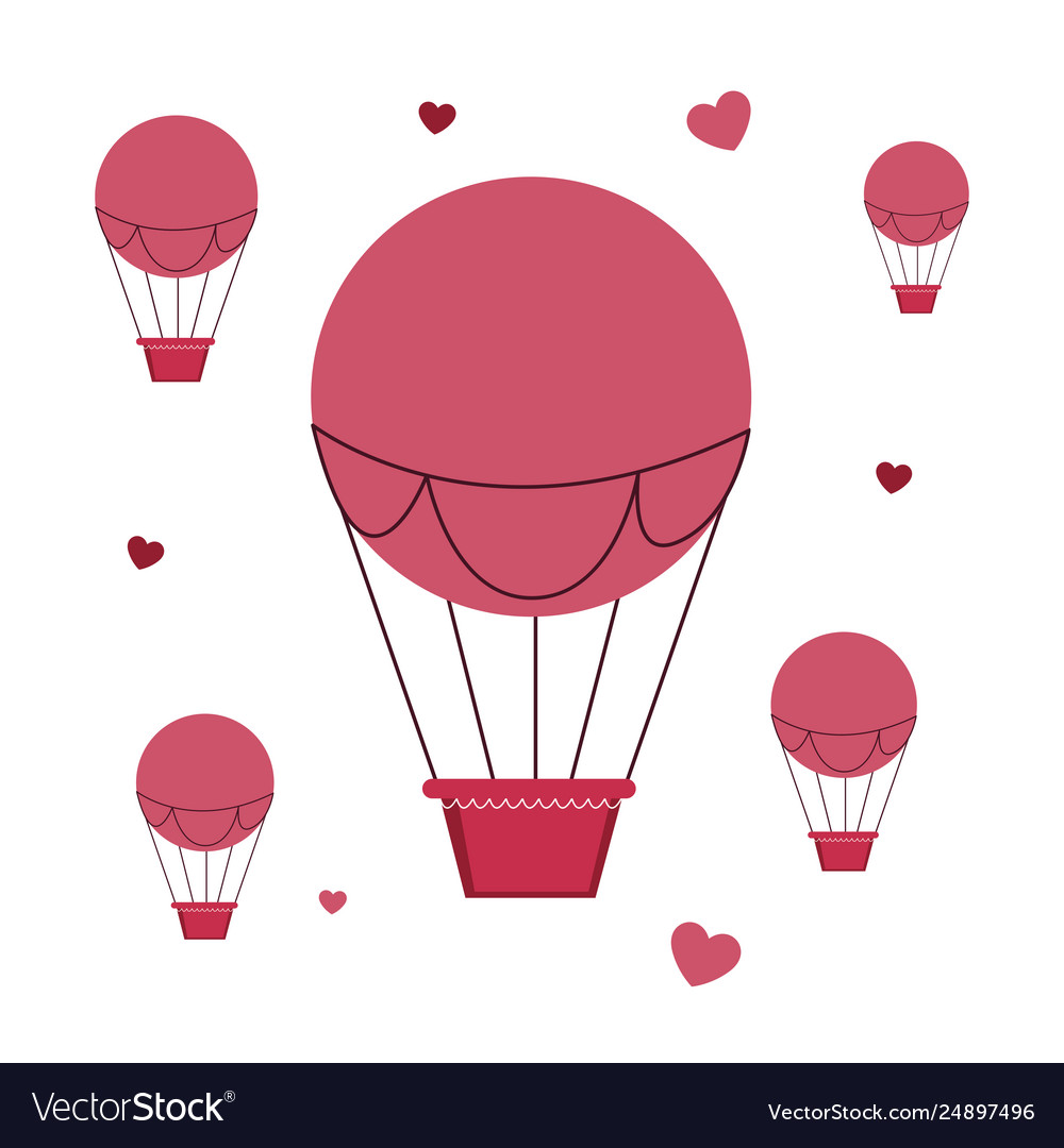 Balloons air hot flying with hearts