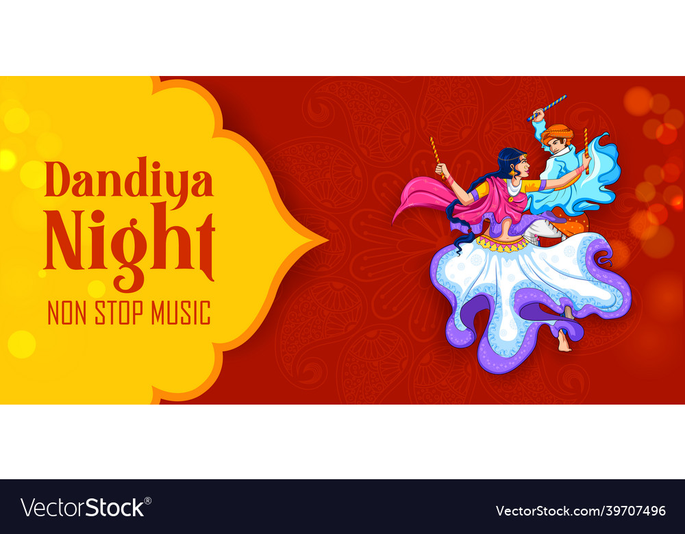 Dandiya in disco garba night banner poster