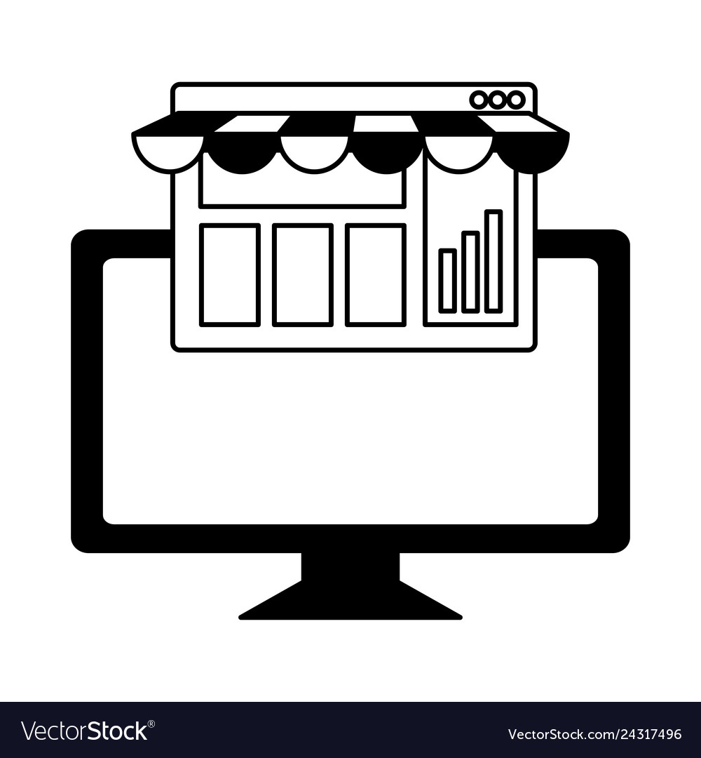 Desktop computer with ecommerce page vector image Desktop computer with ecommerce page