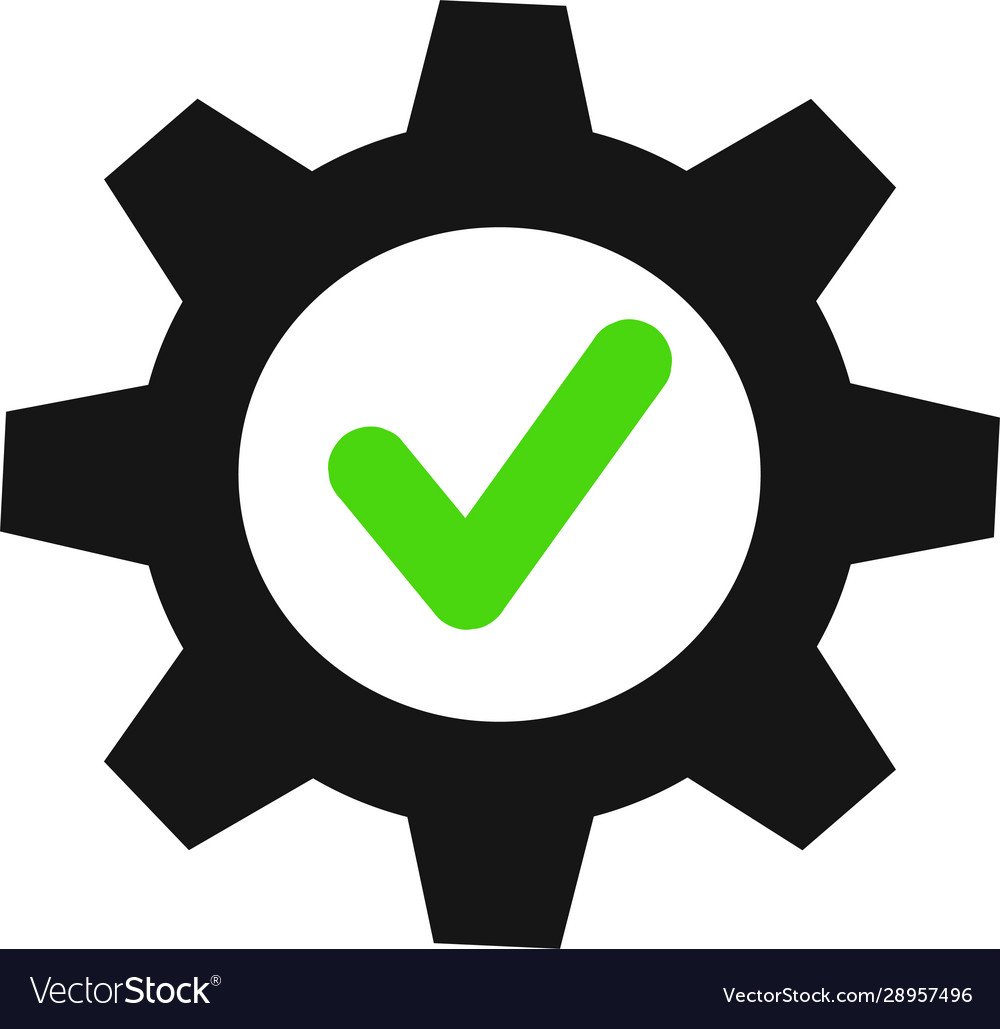 Gear with a tick Royalty Free Vector Image - VectorStock