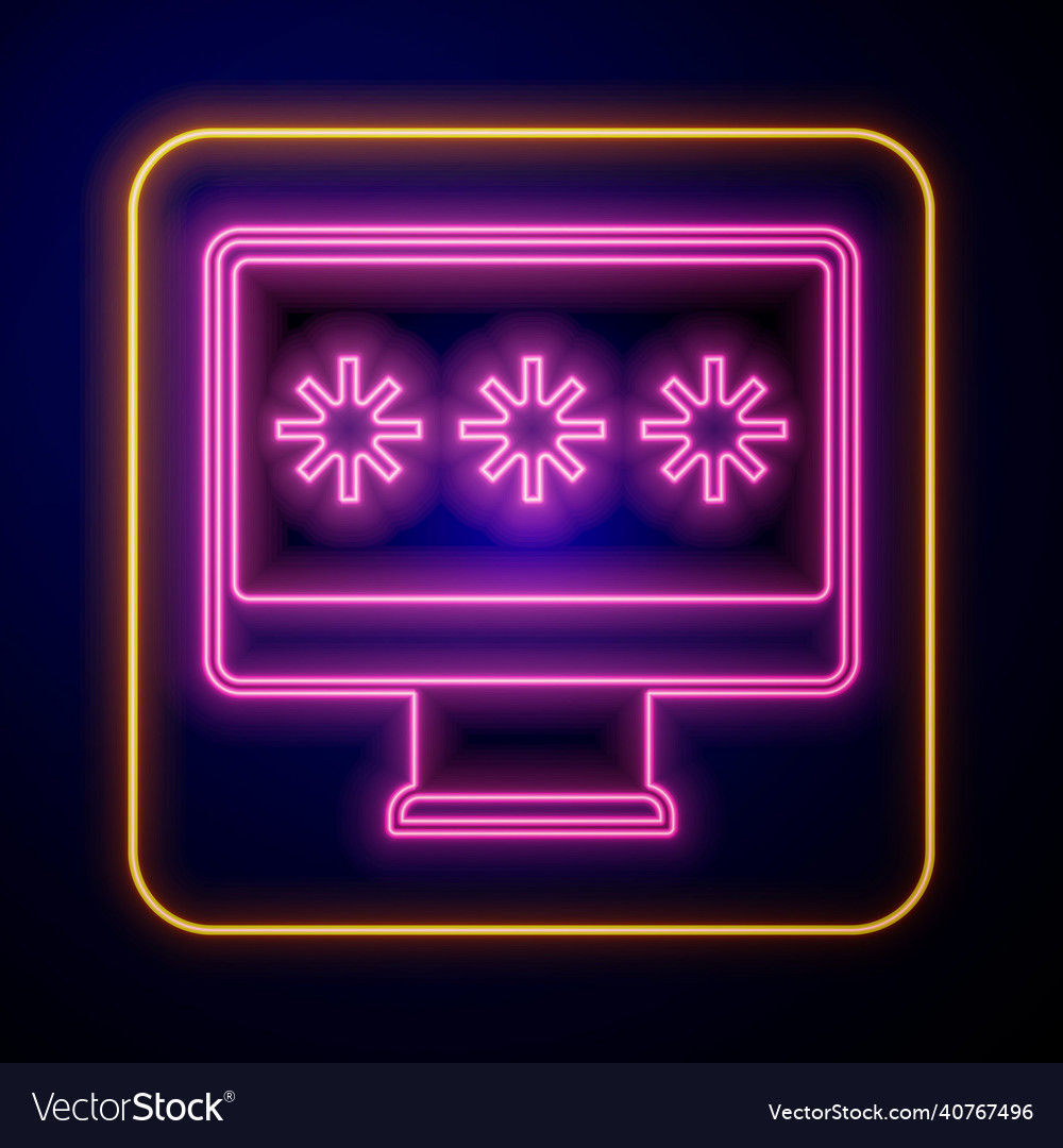 Glowing neon monitor with password notification