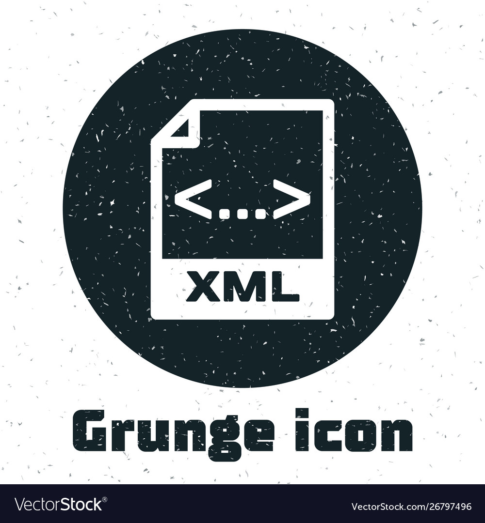 Grunge xml file document download button icon vector image Grunge xml file document download button icon