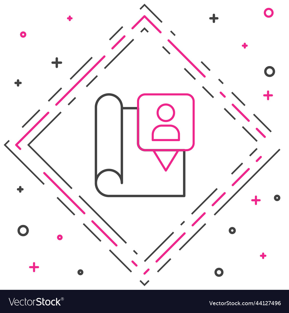 Line folded map with location marker icon isolated vector image Line folded map with location marker icon isolated