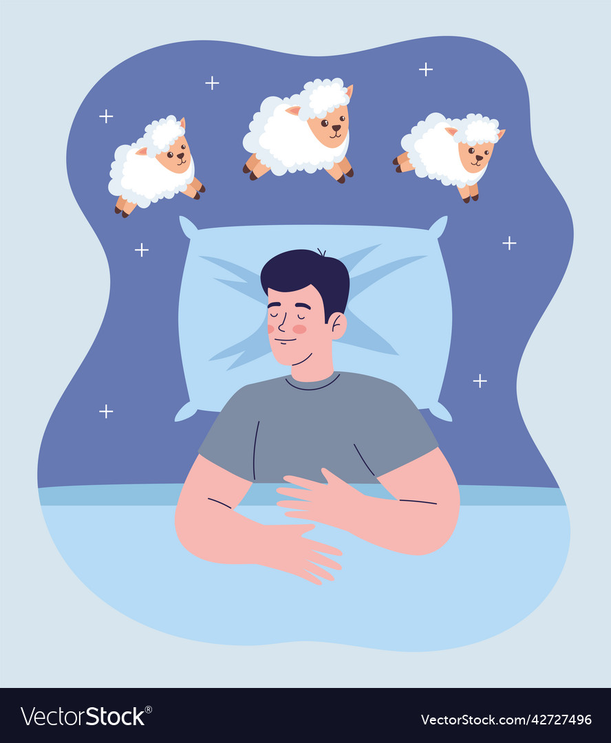Man counting sheep