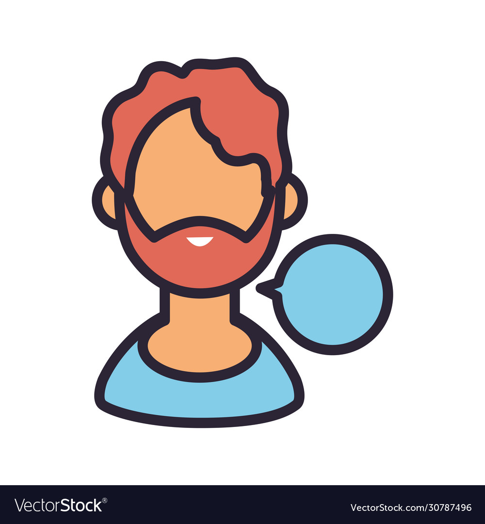 Man with speech bubble line and fill style icon