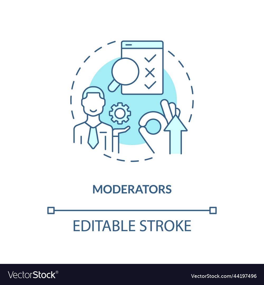 Moderators turquoise concept icon Royalty Free Vector Image