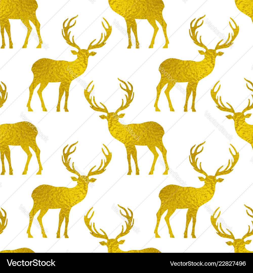 Pattern with golden deers Royalty Free Vector Image