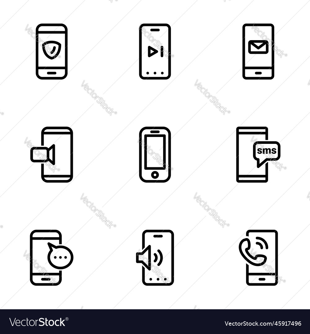 Set of black icons isolated on white background Vector Image