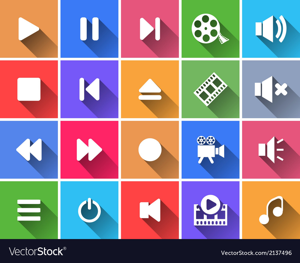 Set of flat color buttons