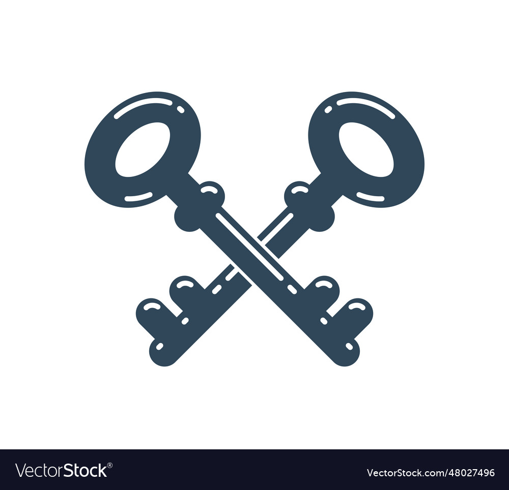 Two vintage keys crossed logo emblem or symbol Vector Image