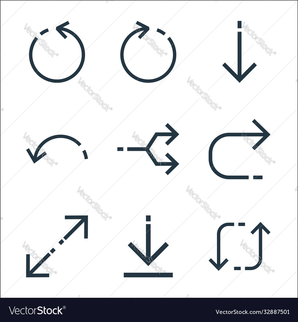 Arrows line icons linear set quality vector image Arrows line icons linear set quality