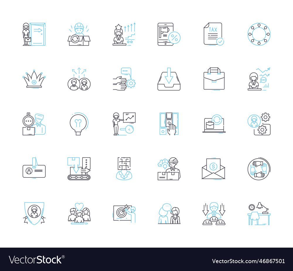 File organization linear icons set folders tags vector image File organization linear icons set folders tags