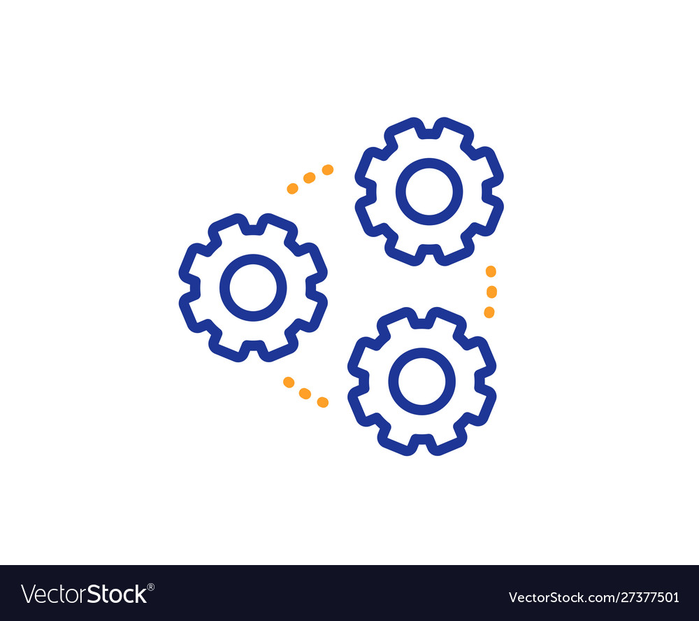 Gears line icon teamwork cogwheel sign working Vector Image