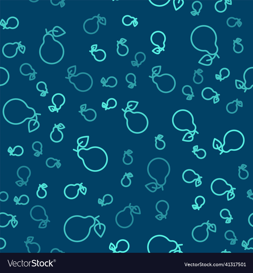Green line pear icon isolated seamless pattern Vector Image Green line pear icon isolated seamless pattern