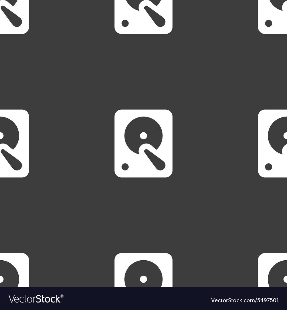 Hard disk icon sign seamless pattern on a gray