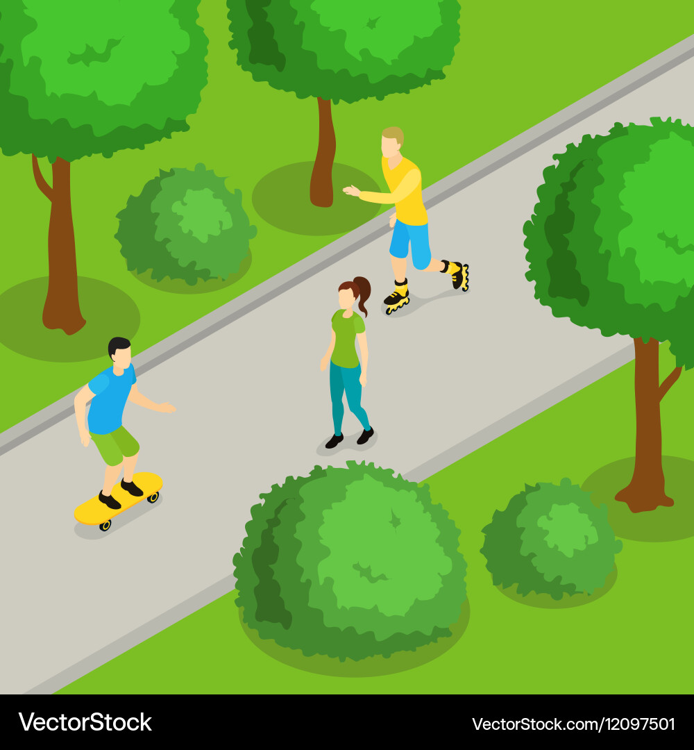 Isometric park ride composition Royalty Free Vector Image