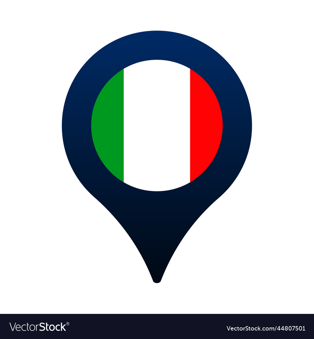 Italy flag and map pointer icon national